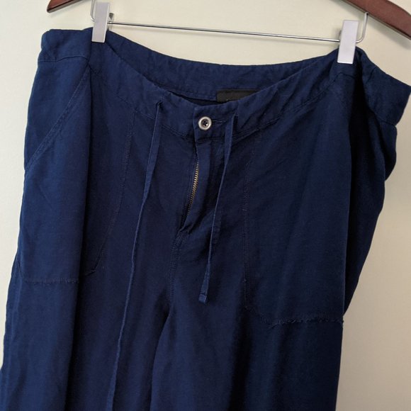 Lane Bryant Navy Blue Linen Blend Cropped Pants - Picture 2 of 5